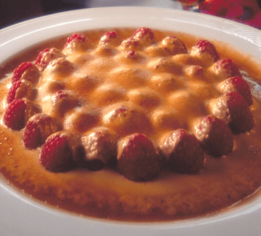 Raspberry Gratin with Caramel