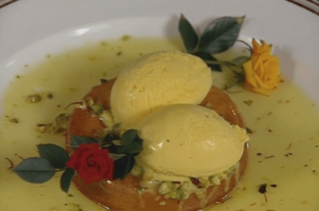Cardamom Cake with Saffron Ice Cream
