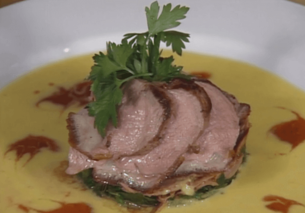Barbecued Duck with Wilted Greens