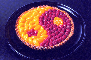 Yin-Yang Raspberry and Mandarin Orange Tart