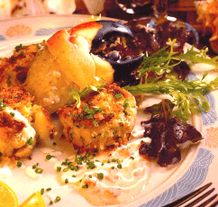 Stone Crab Cakes with Red Pepper Remoulade