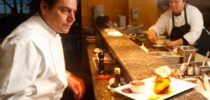 Chef George Morrone at work in the kitchen at Sutro's restaurant at the Cliff House, in San Francisco, Calif., on March 4, 2009. That is the Vegetarian "Blue Plate" on the counter ready to be served.